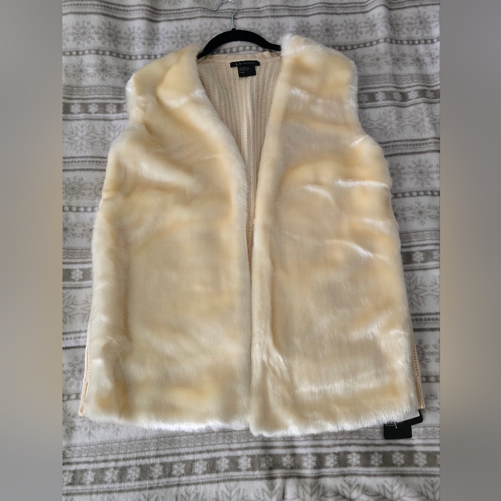 A/X Armani Exchange Cream Faux Fur Vest